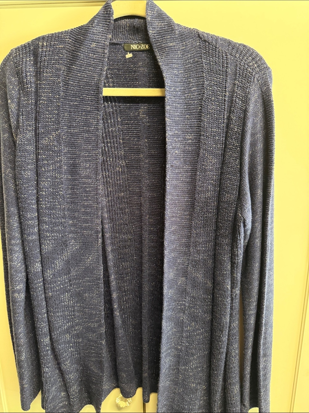 NIC+ZOE Navy Open Shawl-Collar Cardigan